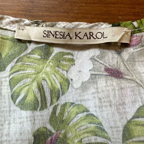 Sinesia Karol XS Silk Romper lined pockets Parrakeet Floral print Tropical - Picture 10 of 16